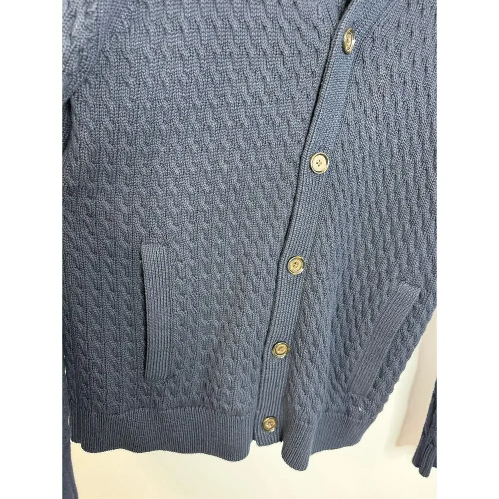 Banana Republic Cable-Knit Shawl-Collar Cardigan Blue Sz L